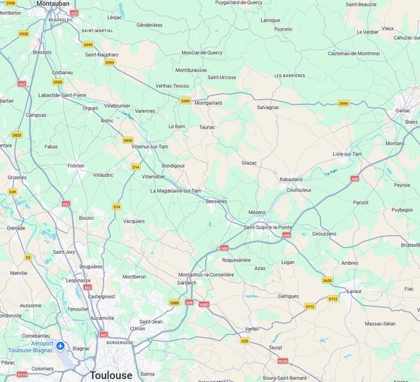 Carte de localisation de ZENLAN, secteur d’intervention autour de La Magdelaine-sur-Tarn (31340)